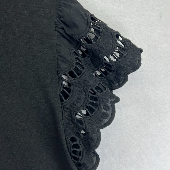 Maurice’s Tie Front Crop Top Sz XL Black Eyelet/Lacey Flutter Sleeve Boho Gypsy - Picture 4 of 11